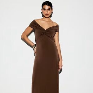 Old Navy Off The Shoulder Chocolate Brown Dress